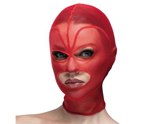 Маска сердце сетка с открытым ртом и глазами Feral Feelings - Hearts Mask Red/Red