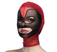 Маска сердце сетка с открытым ртом и глазами Feral Feelings - Hearts Mask Red/Black