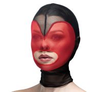 Маска сердце сетка с открытым ртом Feral Feelings - Hearts Mask Black/Red