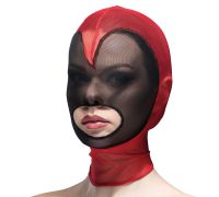 Маска сердце сетка с открытым ртом Feral Feelings - Hearts Mask Red/Black