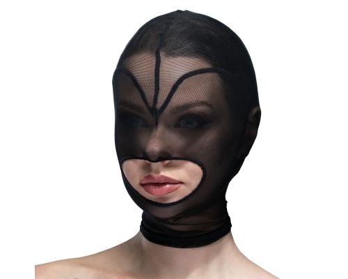 Маска сердце сетка с открытым ртом Feral Feelings - Hearts Mask Black/Black