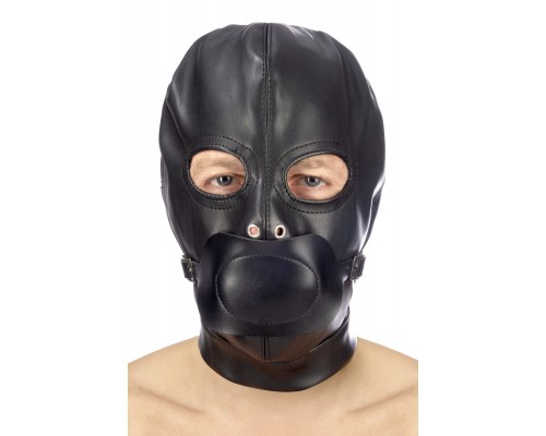 Капюшон с кляпом для БДСМ Fetish Tentation BDSM hood in leatherette with removable gag