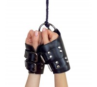 Манжеты для подвеса за руки Kinky Hand Cuffs For Suspension из натуральной кожи, цвет черный