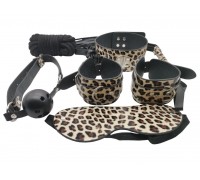 Набор MAI BDSM STARTER KIT Nº 75 Leopard: плеть, кляп, наручники, маска, ошейник , веревка, зажимы