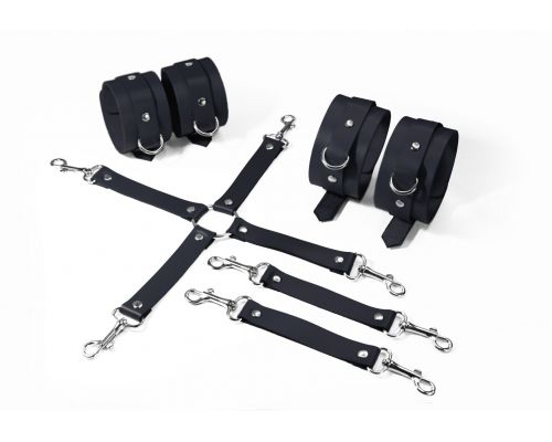 Набор Feral Feelings BDSM Kit 3 Black, наручники, поножи, коннектор