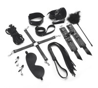 Набор Art of Sex - BDSM Set Leather, 10 предметов, натуральная кожа, Черный