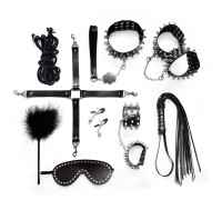 Набор Art of Sex - Spikes BDSM Set Leather, 10 предметов, натуральная кожа, Черный