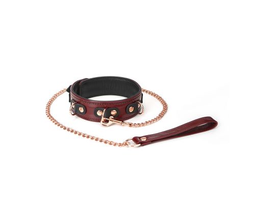 Ошейник с поводком Liebe Seele Wine Red Collar and Leash