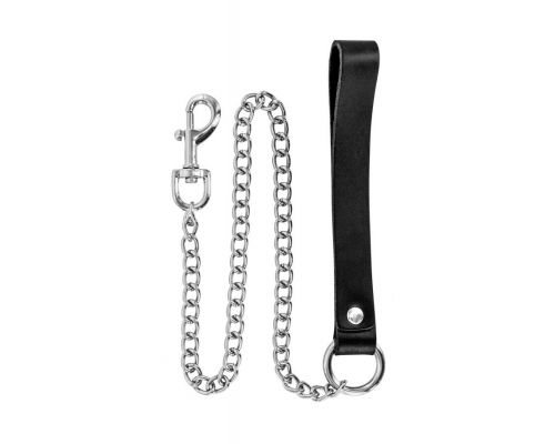 Поводок Fetish Tentation Premium Metal leash with cowhide leather wrist 72 см