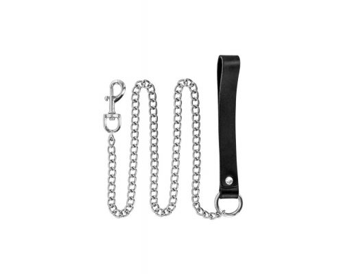 Поводок Fetish Tentation Premium Metal leash with cowhide leather wrist 115 см