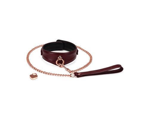 Ошейник с поводком Liebe Seele Wine Red Curved Collar