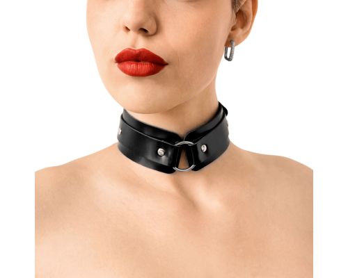 БДСМ ошейник с кольцом Art of Sex - Martina Collar with ring, натуральная кожа, цвет черный