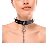 Ошейник с шипами и поводком Art of Sex - Collar Spikes and Leash