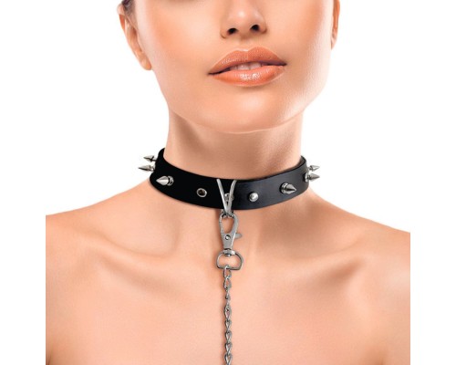 Ошейник с шипами и поводком Art of Sex - Collar Spikes and Leash