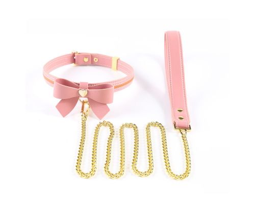 Поводок LOCKINK SEVANDA Love Heart Butterfly Leather Collar Set - Pink