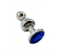 Анальная пробка Wooomy Lollypop Double Ball Metal Plug Blue M