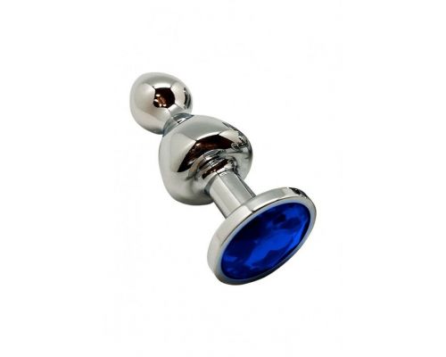 Анальная пробка Wooomy Lollypop Double Ball Metal Plug Blue M