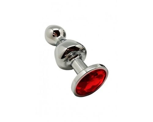 Анальная пробка Wooomy Lollypop Double Ball Metal Plug Red M