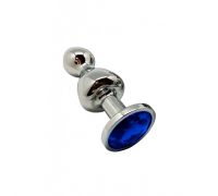 Анальная пробка Wooomy Lollypop Double Ball Metal Plug Blue S