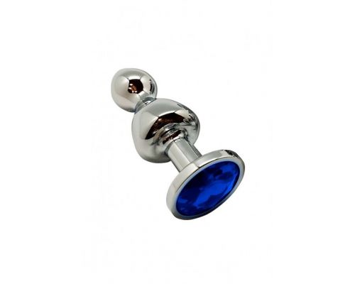 Анальная пробка Wooomy Lollypop Double Ball Metal Plug Blue S