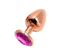 Анальная пробка Wooomy Tralalo Rose Gold Metal Plug MAGENTA L