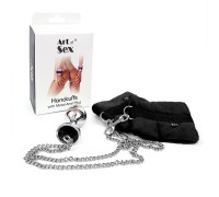 Наручники с металлической анальной пробкой Art of Sex Handcuffs with Metal Anal Plug size M Black