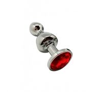 Анальная пробка Wooomy Lollypop Double Ball Metal Plug Red S