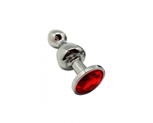 Анальная пробка Wooomy Lollypop Double Ball Metal Plug Red S