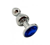 Анальная пробка Wooomy Lollypop Double Ball Metal Plug Blue L