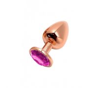 Анальная пробка Wooomy Tralalo Rose Gold Metal Plug MAGENTA S