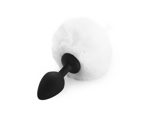 Силиконовая анальная пробка М Art of Sex - Silicone Butt plug Rabbit Tail, Белый