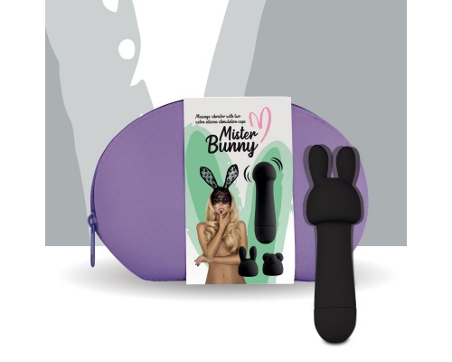 Мини-вибратор FeelzToys Mister Bunny Black с двумя насадками