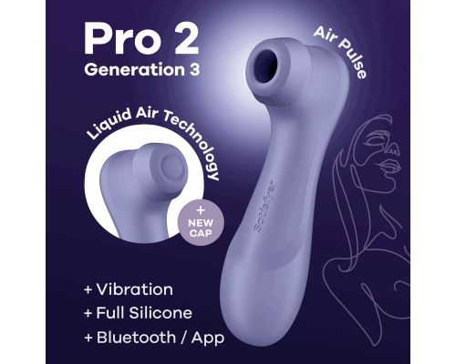 Вакуумный клиторальный стимулятор Satisfyer Pro 2 Generation 3 with Liquid Air Connect App Lilac