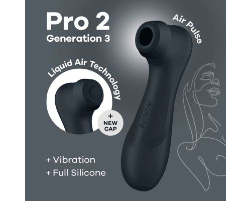 Вакуумный клиторальный стимулятор Satisfyer Pro 2 Generation 3 with Liquid Air Dark Grey