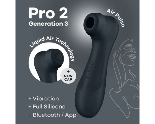 Вакуумный клиторальный стимулятор Satisfyer Pro 2 Generation 3 with Liquid Air Connect App Dark Grey