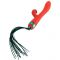 Вибратор-кролик с флоггером LOCKINK SEVANDA Whip Vibrating Massage Wand - Red & Green