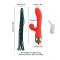 Вибратор-кролик с флоггером LOCKINK SEVANDA Whip Vibrating Massage Wand - Red & Green