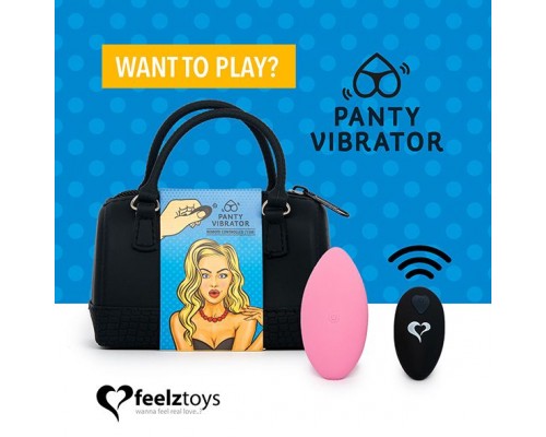 Вибратор в трусики FeelzToys Panty Vibrator Pink с пультом ДУ, 6 режимов работы, сумочка-чехол