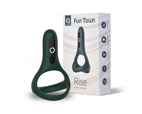 Двойное эрекционное кольцо Magic Motion Fun Town Rise Turquoise, управление со смартфона