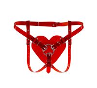 Трусики Сердце для страпона Feral Feelings - Hearts Strap-on Belt Red Trasparent