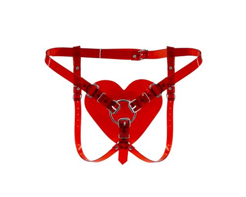 Трусики Сердце для страпона Feral Feelings - Hearts Strap-on Belt Red Trasparent