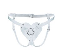 Трусики Сердце для страпона из натуральной кожи Feral Feelings - Hearts Strap-on Belt White