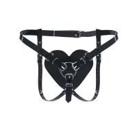 Трусики Сердце для страпона Feral Feelings - Hearts Strap-on Belt Black