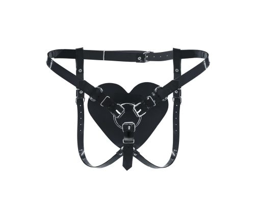 Трусики Сердце для страпона Feral Feelings - Hearts Strap-on Belt Black