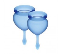 Набор менструальных чаш Satisfyer Feel Good (dark blue), 15мл и 20мл, мешочек для хранения