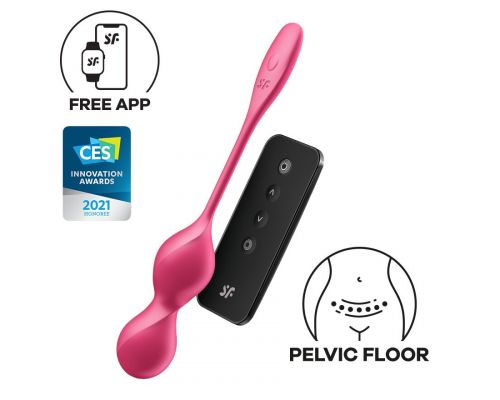 Вагинальные шарики с вибрацией Satisfyer Love Birds 2 Connect App Red