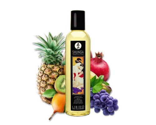 Массажное масло Shunga Libido - Exotic Fruit (250 мл) натуральное увлажняющее