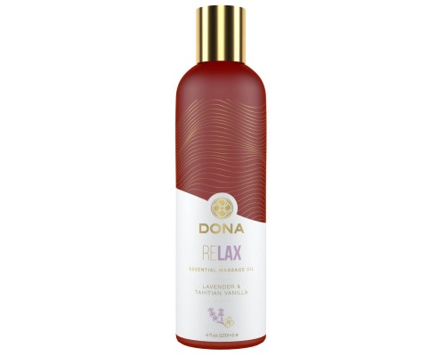 Натуральное массажное масло DONA Relax - Lavender & Tahitian Vanilla (120 мл) с эфирными маслами