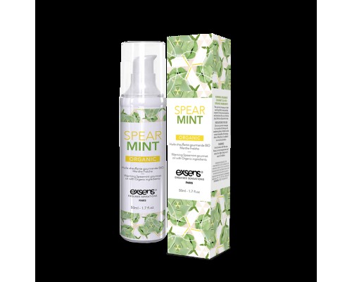 Массажное масло EXSENS Organic Spear Mint 50мл разогревающее, без сахара, без парабенов, съедобное