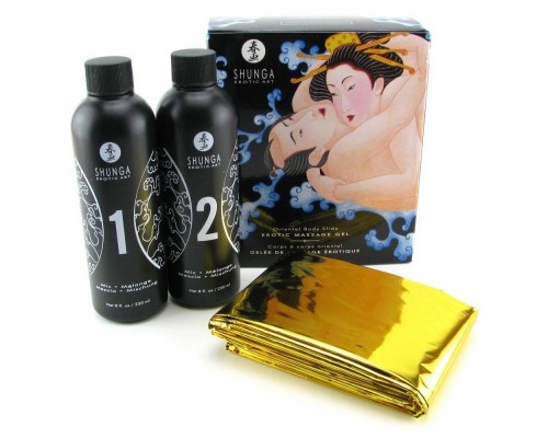 Гель для NURU массажа Shunga Oriental Body-to-Body - Exotic Fruits (2 x 225 мл) плюс простыня